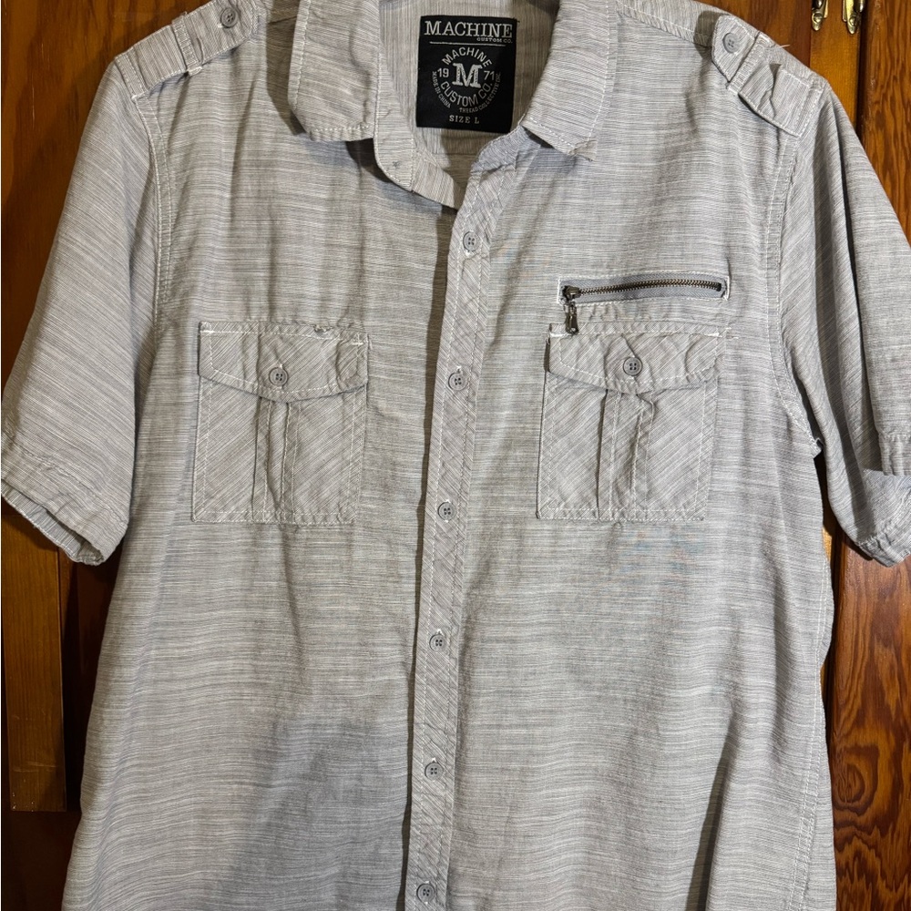 Machine Men's Light Gray Casual Button Down Shirt